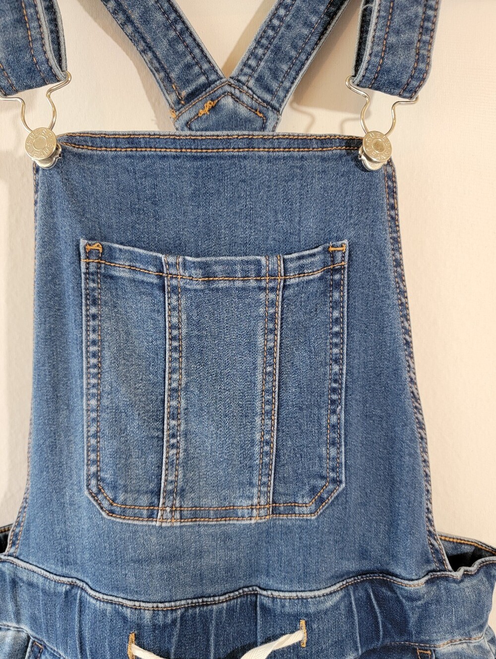 Vintage GUESS Denim Overalls Sz S Distressed Jogger Drawstring Bib Y2K Grunge 90 - Picture 4 of 12